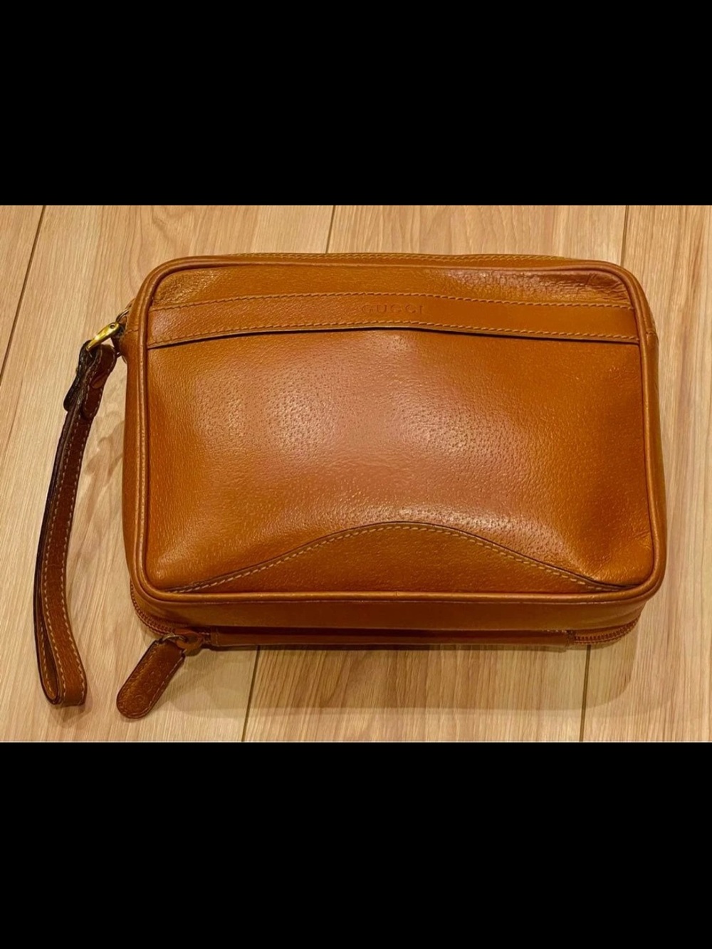 Gucci Tan Leather Wristlet Clutch